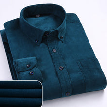 Load image into Gallery viewer, Autumn Corduroy Men's Shirts Loose Male Long Sleeve Solid Soft Shirt For Men Casual Shirt Plus Size Black Red Dad Shirt 5XL 6XL