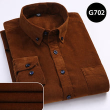 Load image into Gallery viewer, Autumn Corduroy Men's Shirts Loose Male Long Sleeve Solid Soft Shirt For Men Casual Shirt Plus Size Black Red Dad Shirt 5XL 6XL