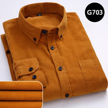 Load image into Gallery viewer, Autumn Corduroy Men's Shirts Loose Male Long Sleeve Solid Soft Shirt For Men Casual Shirt Plus Size Black Red Dad Shirt 5XL 6XL