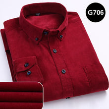 Load image into Gallery viewer, Autumn Corduroy Men's Shirts Loose Male Long Sleeve Solid Soft Shirt For Men Casual Shirt Plus Size Black Red Dad Shirt 5XL 6XL