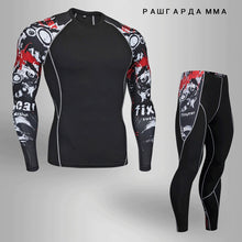 Load image into Gallery viewer, Men's Sports Suit Compression Clothing Fitness Training kit Thermal Underwear MMA rashgard male Quick drying shirt Sportswear
