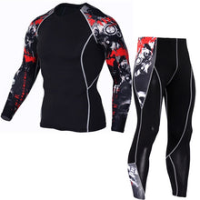 Load image into Gallery viewer, Men's Sports Suit Compression Clothing Fitness Training kit Thermal Underwear MMA rashgard male Quick drying shirt Sportswear