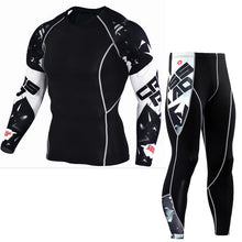 Load image into Gallery viewer, Men's Sports Suit Compression Clothing Fitness Training kit Thermal Underwear MMA rashgard male Quick drying shirt Sportswear