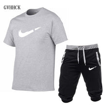 Load image into Gallery viewer, Summer New Tracksuit Men Shorts Casual Men's Sportswear Suit Shorts Brand Clothing Two Pieces Top Tee+Shorts Sweat Suits 2019