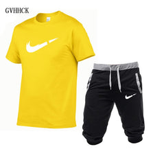 Load image into Gallery viewer, Summer New Tracksuit Men Shorts Casual Men's Sportswear Suit Shorts Brand Clothing Two Pieces Top Tee+Shorts Sweat Suits 2019