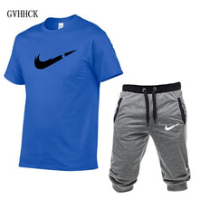Load image into Gallery viewer, Summer New Tracksuit Men Shorts Casual Men's Sportswear Suit Shorts Brand Clothing Two Pieces Top Tee+Shorts Sweat Suits 2019