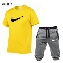 Load image into Gallery viewer, Summer New Tracksuit Men Shorts Casual Men's Sportswear Suit Shorts Brand Clothing Two Pieces Top Tee+Shorts Sweat Suits 2019
