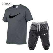 Load image into Gallery viewer, Summer New Tracksuit Men Shorts Casual Men's Sportswear Suit Shorts Brand Clothing Two Pieces Top Tee+Shorts Sweat Suits 2019